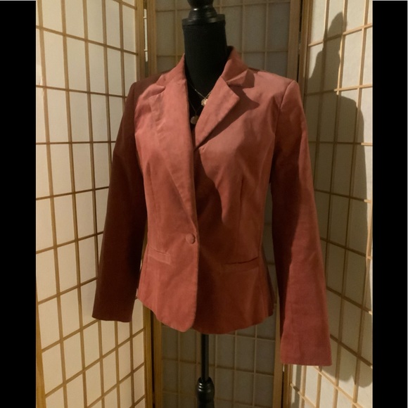 Soho - salmon color soft corduroy cropped 1 button blazer. Sz M - Picture 1 of 7